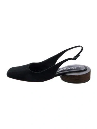 Pre-owned Jacquemus Suede Slingback Flats In Black/blue