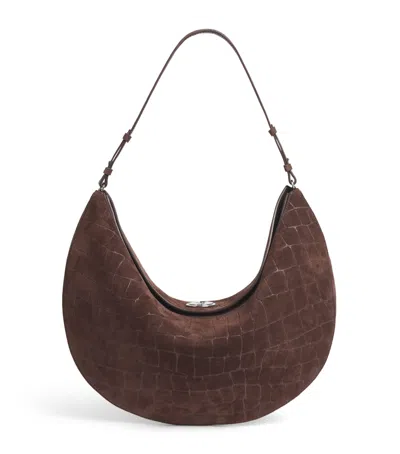 Jacquemus Suede The Ovalo Shoulder Bag In Brown