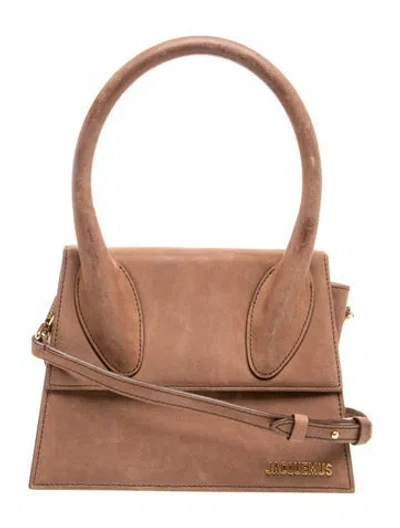 Pre-owned Jacquemus Suede Top Handle Bag In Brown