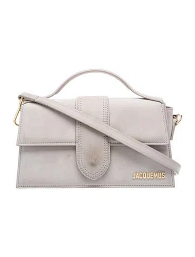Pre-owned Jacquemus Suede Top Handle Bag In Gray
