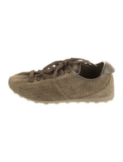 Pre-owned Jacquemus Suede Tweed Pattern Sneakers W/ Tags In Green