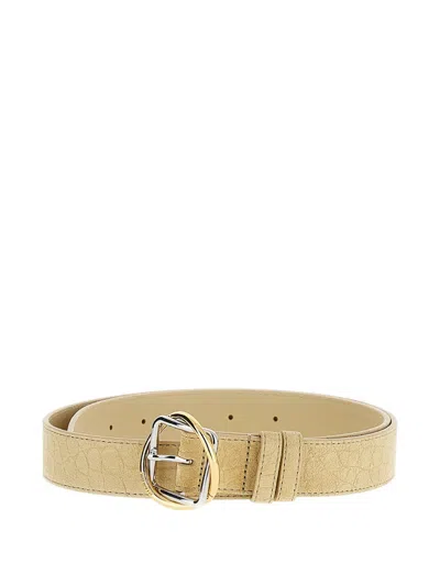 Jacquemus Suede Two-tone Buckle Belt In Neutral