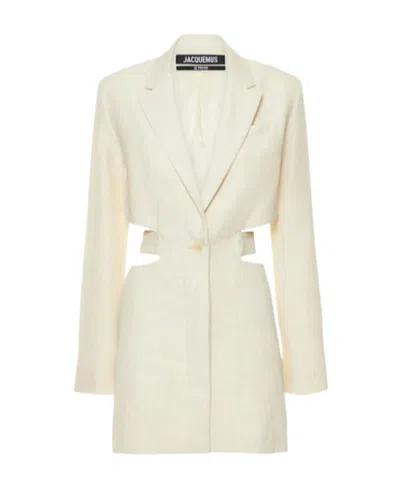Jacquemus Suit Jacket Mini Dress In White