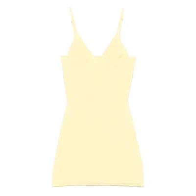 Jacquemus Crocodile Embossed Fitted Mini Dress In Yellow