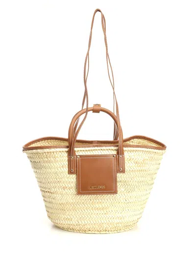 Jacquemus Small Basket Suns Handbags Brown In Neutral