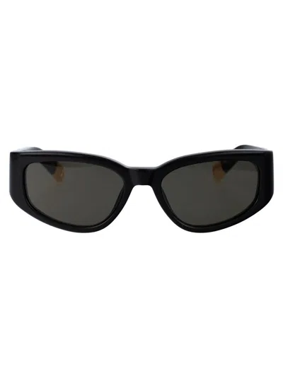 Jacquemus Rectangle Frame Sunglasses In Black