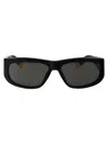 Jacquemus Rectangle Frame Sunglasses In 01 Black/ Yellow Gold/ Grey