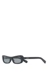 Jacquemus Angular Black Calf Leather Sunglasses With Tinted Lenses In Black