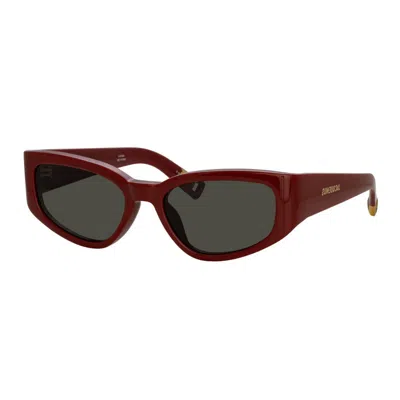 Jacquemus Sunglasses Cat Eye Full Rim, Burgundy Frame And Grey Lens Jac/5c3 In Red