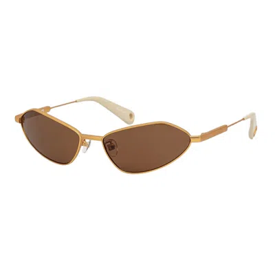 Jacquemus Sunglasses Cat Eye Full Rim, Gold Frame And Brown Lens Jac/68c1
