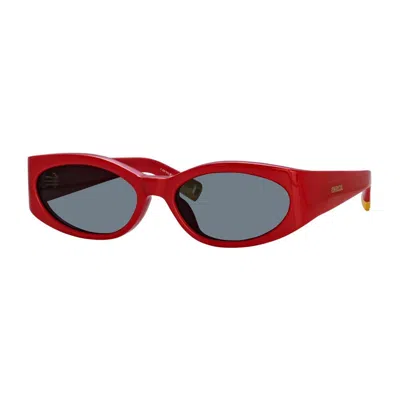 Jacquemus Sunglasses Cat Eye Full Rim, White Frame And Blue Lens Jac/4c7 In Red