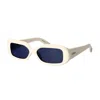 Jacquemus Sunglasses Rectangle Full Rim, White Frame And Blue Lens Jac/11c2 In White
