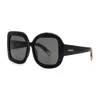 Jacquemus Sunglasses Square Full Rim, Shiny Black Frame And Grey Lens Jac/10c1 In Black