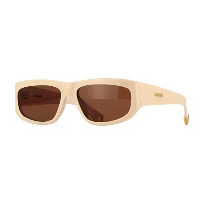 Jacquemus Sunglasses Square Full Rim, Shiny Black Frame And Grey Lens Jac/2c1 In White