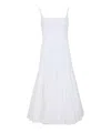 Jacquemus La Robe Agave White Sleeveless Long Dress With Square Neck And Flared Hem In Cotton Blend Woman In White