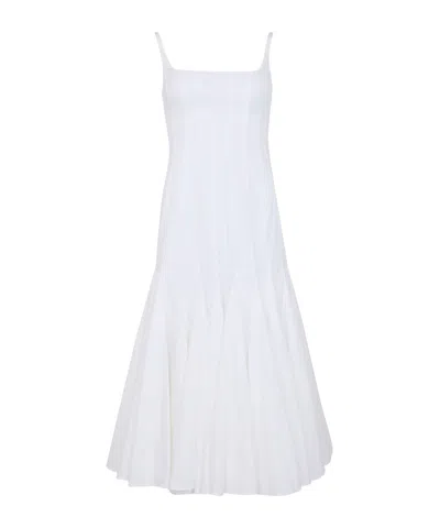 Jacquemus Agave Flared Midi Dress With Square Neckline In White