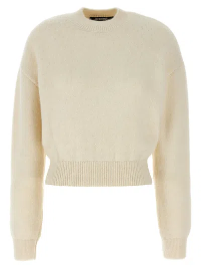 Jacquemus La Maille Alpaca Wool Sweater In White