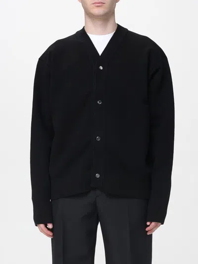 Jacquemus Men Black V-neck Cardigan With J Logo On The Back In Wool Man