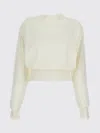Jacquemus White Crew Neck Sweater With Back Logo In Merino Wool Woman In White