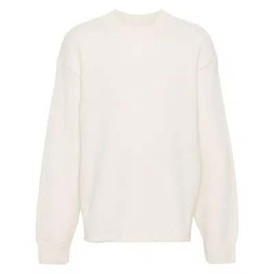 Jacquemus Ivory White Brushed Alpaca Sweater In Beige