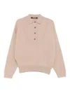 Jacquemus Polo Collar Knitwear With Ribbed Cuffs And Hem In Neutral