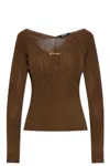 Jacquemus Pralu Ribbed-knit Top In Brown
