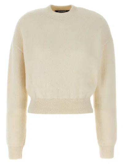 Jacquemus Light Beige Round Neck Pullover In White