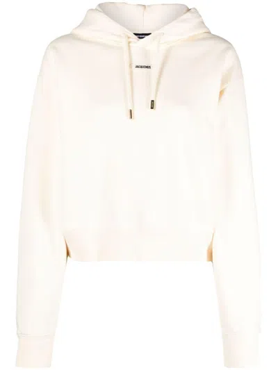 Jacquemus Cotton Hoodie Adjustable Drawstring In Neutral