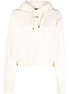 Jacquemus Cotton Hoodie With Drawstring Hood And Ribbed Details In Neutral