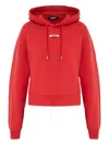 Jacquemus Cropped Hooded Drawstring Top In Red