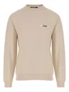 Jacquemus Men The Gros Grain Crewneck Sweatshirt With Logo Plaque In Neutral
