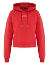 Jacquemus Cropped Hooded Drawstring Top In Red