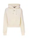 Jacquemus Cotton Hoodie With Drawstring Hood And Ribbed Details In Neutral