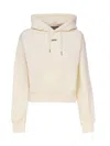 Jacquemus Cotton Hoodie With Drawstring Hood And Ribbed Details In Neutral