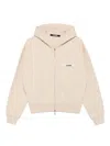 Jacquemus Grosgrain-trimmed Zippered Hoodie With Logo Detail In Neutral