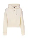 Jacquemus Cotton Hoodie With Drawstring Hood And Ribbed Details In Beige