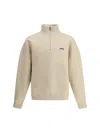 Jacquemus High Collar Half-zip Grosgrain Sweatshirt In Beige