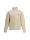 Jacquemus High Collar Half-zip Grosgrain Sweatshirt In Beige