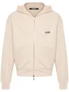 Jacquemus Le Hoodie Gros Grain Zip-up Sweatshirt In Beige