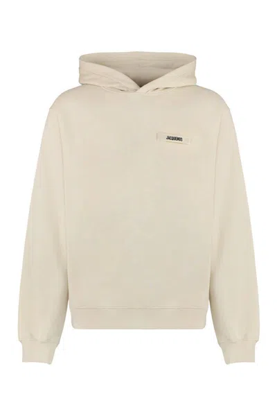 Jacquemus Mens Beige Le Hoodie Gros Grain Brand-tab Cotton-jersey Hoody