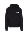 Jacquemus Hooded Long Sleeve Knitwear With Ribbed Cuffs In Black
