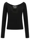 Jacquemus Black Long Sleeve Top With Logo Detail And Cut-out In Black
