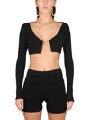 Jacquemus Ribbed Knit Top With Charm Logo In Black