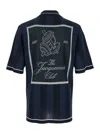 Jacquemus 'le Polo Liga' Blue Shirt With Maxi Rear Print And All-over Striped Motif In Gold