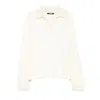 Jacquemus Men Ribbed Sweater With Polo Collar In Neutral