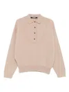 Jacquemus Polo Collar Knitwear With Ribbed Cuffs And Hem In Neutral