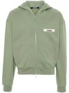 Jacquemus Le Hoodie Gros Grain Zip-up Sweatshirt In Pale Green