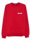 Jacquemus Men Le Hoodie Grosgrain Hooded Sweatshirt In Red