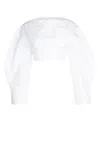 Jacquemus Le Haut Casaco Cutout Crop Cotton Poplin Shirt In White