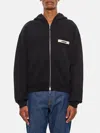 Jacquemus The Gros Grain Zip-up Hooded Sweatshirt In Black